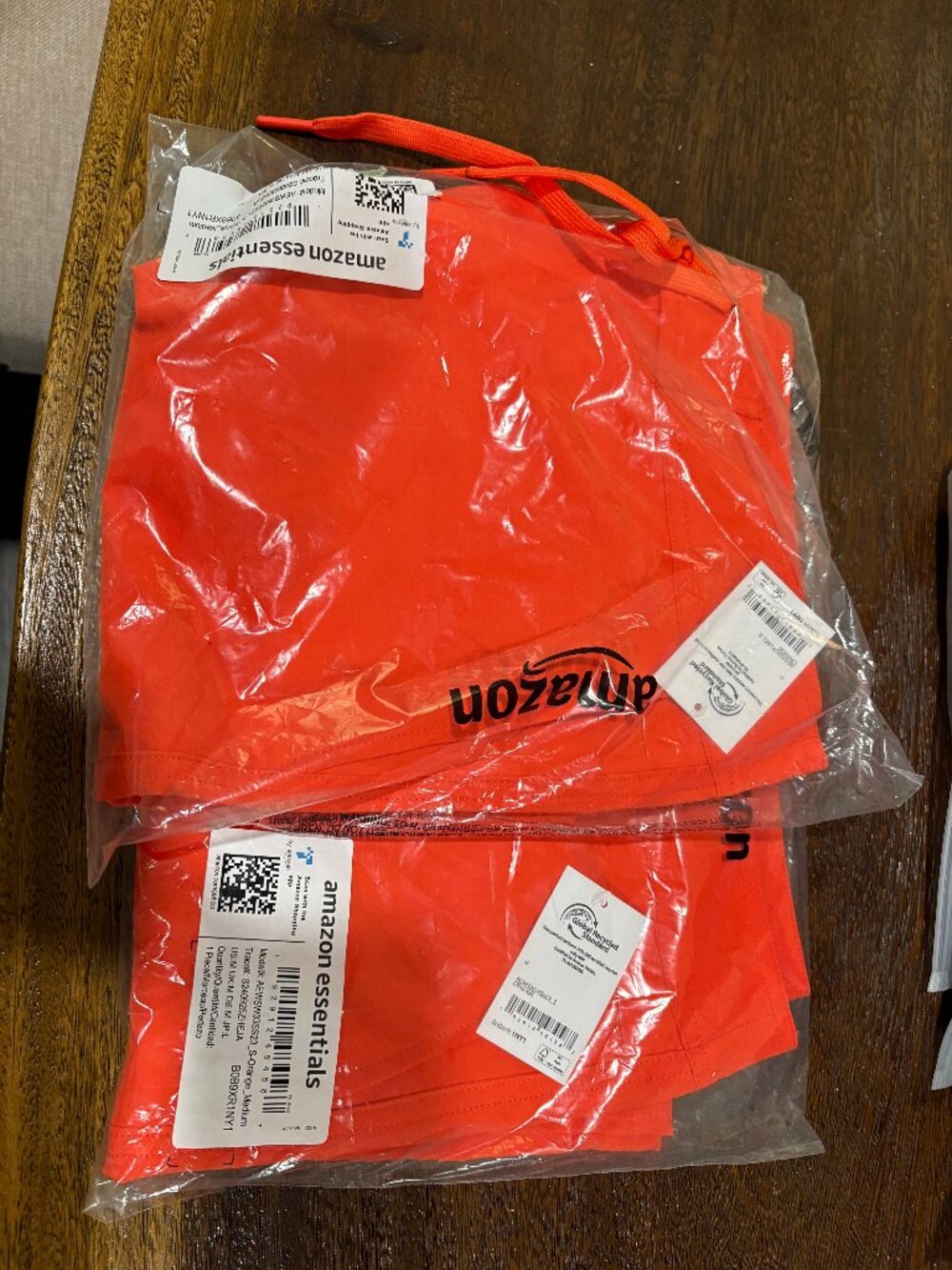 2 Pair of NEW Amazon Basics Bright Neon Orange Men's Board Shorts sz Medium  GRS